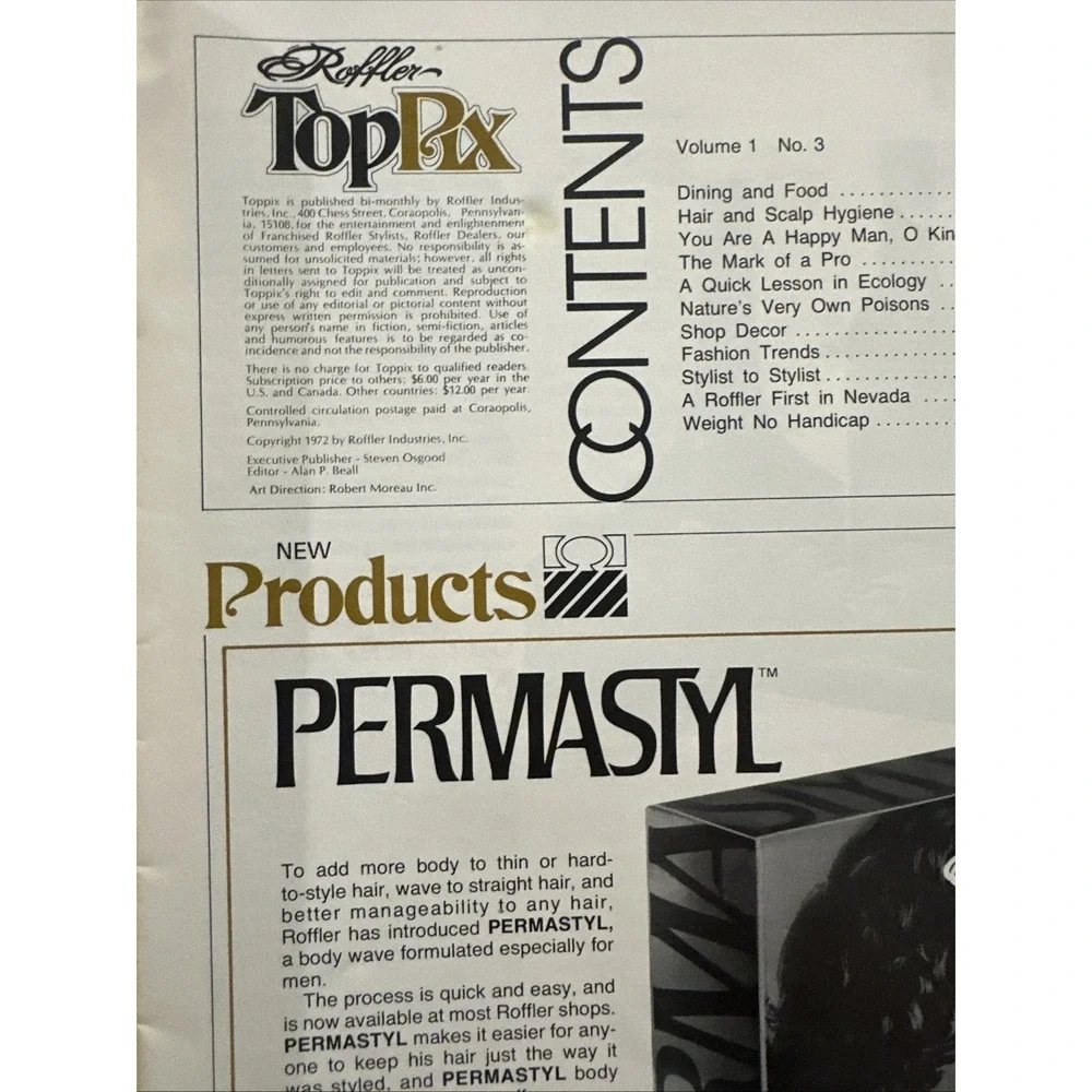 PIX Magazine Fall  1972  Roffler Top PIX Magazine Vintage Hair Magazine
